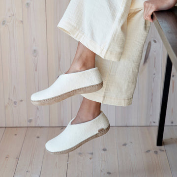 Hjemmesko med skindsål - White - Glerups