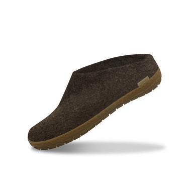 Tøffel med naturgummisål - Brown - Glerups