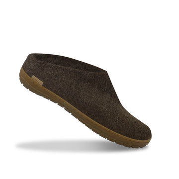 Tøffel med naturgummisål - Brown - Glerups