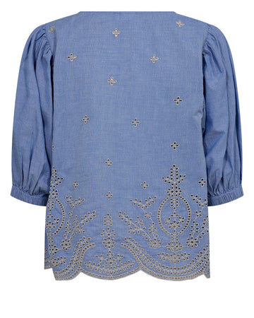 NUWIVECA SS BLOUSE - Medium Blue De - NÜMPH